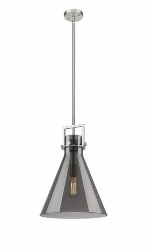 Newton Cone 1 Light Stem Hung Pendant 17 and 14 Inch Wide by Innovations - 411-1SL-SN-G411-14SM