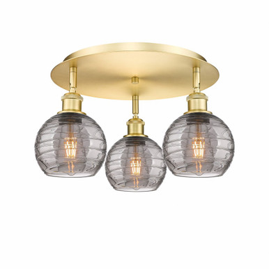 Athens Deco Swirl 3 Light 17.63 Inch Wide Flush Mount by Innovations - 516-3C-SG-G1213-6SM