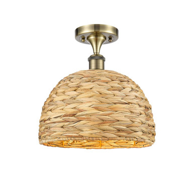 Woven Rattan 1 Light Semi Flush Mount 12 and 12 Inch Wide by Innovations - 516-1C-RBD-12