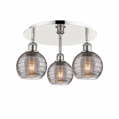 Athens Deco Swirl 3 Light 17.63 Inch Wide Flush Mount by Innovations - 516-3C-PN-G1213-6SM