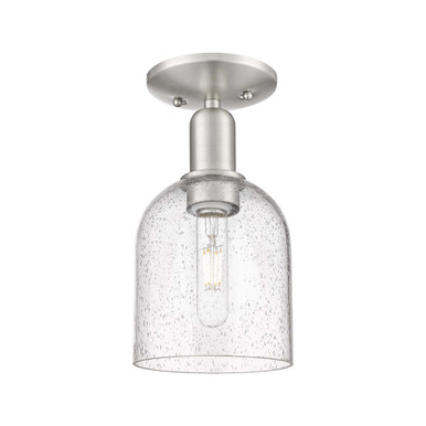Bella 1 Light Semi Flush Mount 11 Inch Tall X 5.5 Inch Wide by Innovations - 716-1C-SN-G558-6SDY