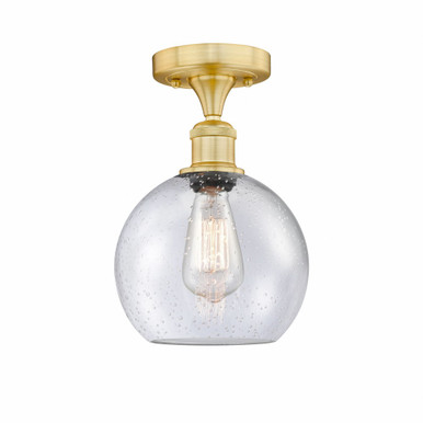 Athens 1 Light Semi Flush Mount 12 Inch Tall and 8 Inch Wide by Innovations - 616-1F-SG-G124-8