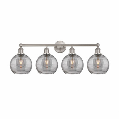 Athens Deco Swirl 4 Light Bath Vanity 12.13 X 35 Inch Wide by Innovations - 616-4W-SN-G1213-8SM