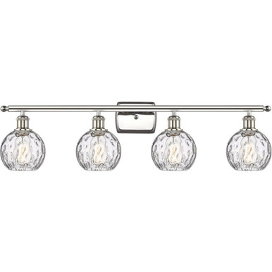 Athens Water Glass 100W 4 LED Bath Vanity 9 Tall and 36 Wide by Innovations - 516-4W-PN-G1215-6-LED