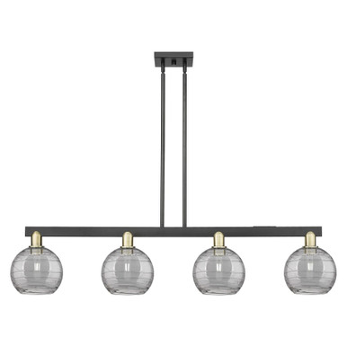 Athens Deco Swirl 4 Light Stem Hung Island 10.75 X 50.75 by Innovations - 716-4I-BAB-G1213-8SM