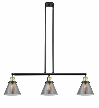 Cone 3 Light Stem Adjustable Island 10 and 40.25 Inch Wide by Innovations - 213-BAB-G43