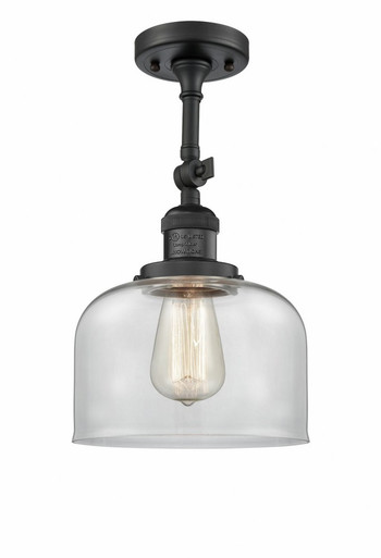 Bell 1 Light Adjustable Semi Flush Mount 14.5X7.75 Inch Wide by Innovations - 201F-BK-G72