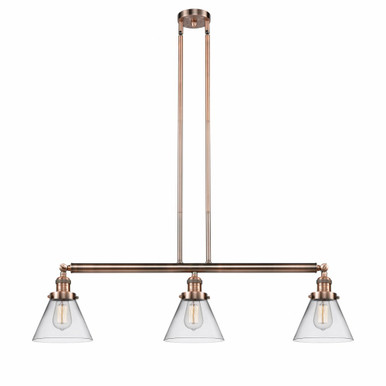 Cone 3 Light Stem Adjustable Island 10 and 40.25 Inch Wide by Innovations - 213-AC-G42
