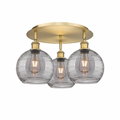 Athens Deco Swirl 3 Light 19.75 Inch Wide Flush Mount by Innovations - 516-3C-BB-G1213-8SM