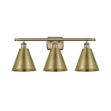 Berkshire Metal 3 Light Bath Vanity 11 Inch and 28 Inch Wide by Innovations - 516-3W-AB-MBC-8-AB