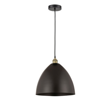 Bristol 1 Light Cord Cone Mini Pendant 17 InchX16 Inch Wide by Innovations - 616-1P-BAB-MBD-16-BK