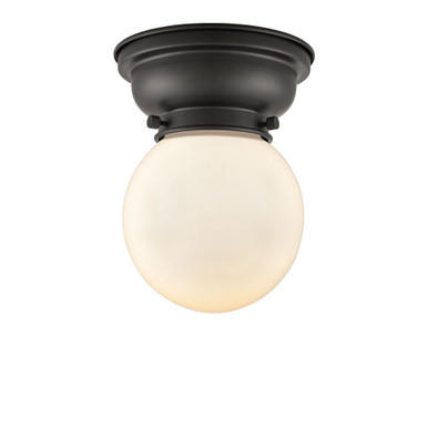 Beacon 1 Light Flush Mount 8.38 Inch Tall and 6 Inch Wide by Innovations - 623-1F-BK-G201-6