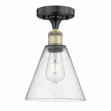 Berkshire Glass 1 Light Semi Flush Mount 12 InchX8 Inch Wide by Innovations - 616-1F-BAB-GBC-84