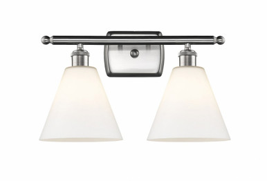 Berkshire Glass 2 Light Bath Vanity 11 Inch and 18 Inch Wide by Innovations - 516-2W-SN-GBC-81