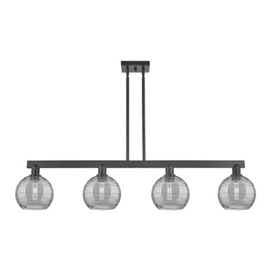 Athens Deco Swirl 4 Light Stem Hung Island 10.75 X 50.75 by Innovations - 716-4I-BK-G1213-8SM