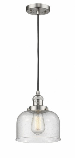 Bell 1 Light Cord hung Mini Pendant 8.88 X 7.75 Inch Wide by Innovations - 201C-SN-G74