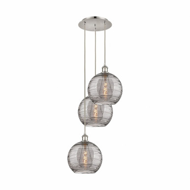 Athens Deco Swirl 3 Light Cord Hung Multi Pendant 35.63X16.5 by Innovations - 113B-3P-PN-G1213-10SM