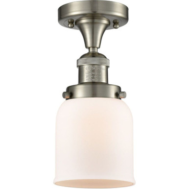 Bell 100W 1 LED Semi Flush Mount 9 Inch Tall and 5 Inch Wide by Innovations - 517-1CH-SN-G51-LED