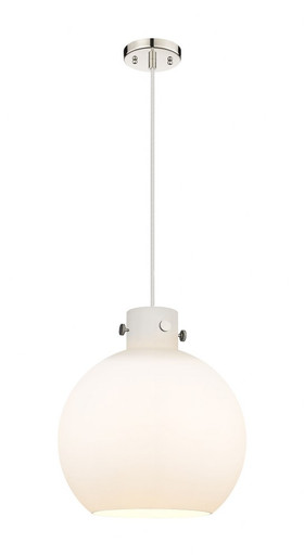 Newton Sphere 1 Light Cord Hung Pendant 15 and 14 Inch Wide by Innovations - 410-1PL-PN-G410-14WH