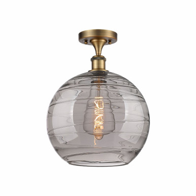 Athens Deco Swirl 1 Light Industrial Semi Flush Mount by Innovations - 516-1C-BB-G1213-12SM