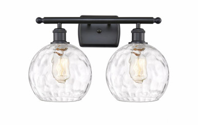 Athens Water Glass 2 Light Vanity Light 18 Inch Wide by Innovations - 516-2W-BK-G1215-8