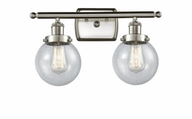 Beacon 2 Light Bath Vanity 11 Inch Tall and 16 Inch Wide by Innovations - 916-2W-SN-G204-6