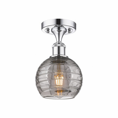 Athens Deco Swirl 1 Light 6 Inch Wide Semi Flush Mount by Innovations - 516-1C-PC-G1213-6SM