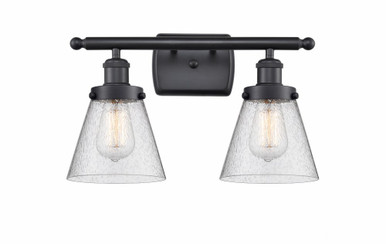 Cone 2 Light Bath Vanity 11 Inch Tall and 16 Inch Wide by Innovations - 916-2W-BK-G64
