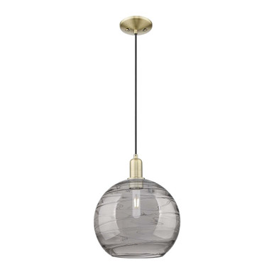Athens Deco Swirl 1 Light Cord Hung Mini Pendant 14.2 X 12 by Innovations - 716-1P-AB-G1213-12SM