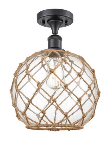 Farmhouse Rope 1 Light Semi Flush Mount 13.25 X 10 Inch Wide by Innovations - 516-1C-BK-G122-10RB