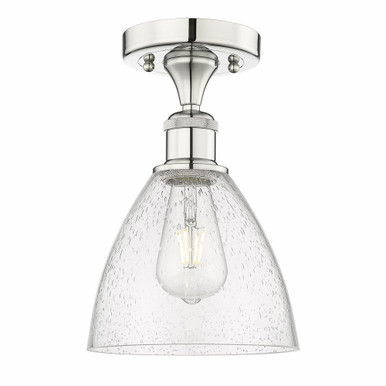 Bristol 1 Light Glass Semi Flush Mount 11.5 X 7.5 Inch Wide by Innovations - 616-1F-PN-GBD-754