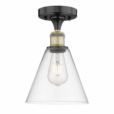 Berkshire Glass 1 Light Semi Flush Mount 12 InchX8 Inch Wide by Innovations - 616-1F-BAB-GBC-82