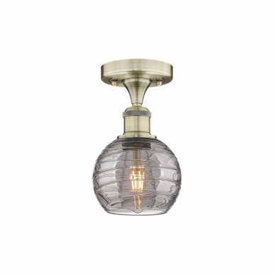 Athens Deco Swirl 1 Light 5.88 Inch Wide Semi Flush Mount by Innovations - 616-1F-AB-G1213-6SM
