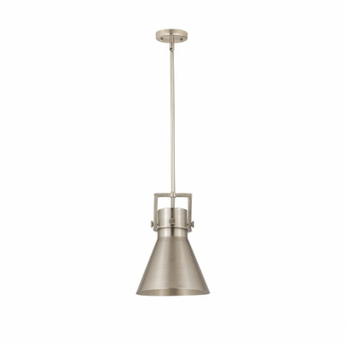 Newton Cone 1 Light Metal Small Stem Pendant 10 Inch Wide by Innovations - 410-1SM-SN-M411-10SN