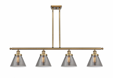 Cone 4 Light Stem Hung Island 10 Inch Tall and 48 Inch Wide by Innovations - 916-4I-BB-G43