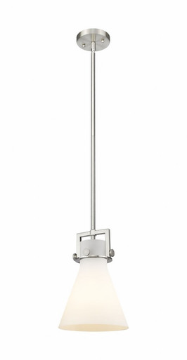 Newton Cone 1 Light Mini Pendant 11.38 Inch and 8 Inch Wide by Innovations - 411-1SS-SN-G411-8WH
