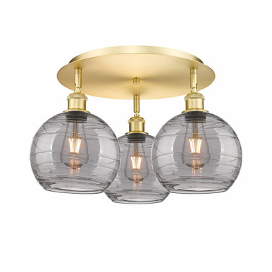 Athens Deco Swirl 3 Light 19.75 Inch Wide Flush Mount by Innovations - 516-3C-SG-G1213-8SM