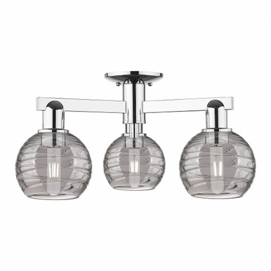 Athens Deco Swirl 3 Light Semi Flush Mount 23.25 Inch Wide by Innovations - 716-3F-PC-G1213-6SM