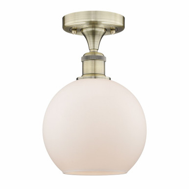 Athens 1 Light Semi Flush Mount 12 Inch Tall and 8 Inch Wide by Innovations - 616-1F-AB-G121-8