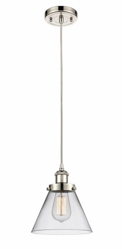 Cone 1 Light Cord Hung Mini Pendant 10 Inch and 8 Inch Wide by Innovations - 916-1P-PN-G42