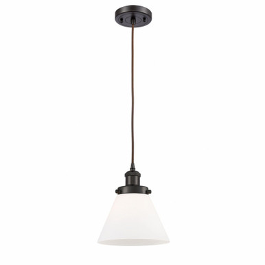 Cone 1 Light Cord Hung Mini Pendant 10 Inch and 8 Inch Wide by Innovations - 916-1P-OB-G41