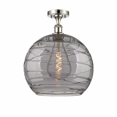 Athens Deco Swirl 1 Light Semi Flush Mount 16.38 X 13.75 by Innovations - 516-1C-PN-G1213-14SM