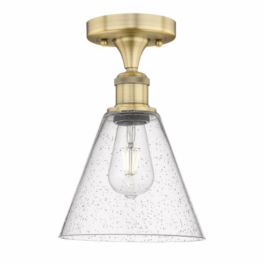 Berkshire Glass 1 Light Semi Flush Mount 12 InchX8 Inch Wide by Innovations - 616-1F-BB-GBC-84