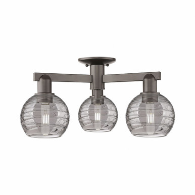 Athens Deco Swirl 3 Light Semi Flush Mount 23.25 Inch Wide by Innovations - 716-3F-OB-G1213-6SM