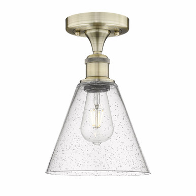 Berkshire Glass 1 Light Semi Flush Mount 12 InchX8 Inch Wide by Innovations - 616-1F-AB-GBC-84