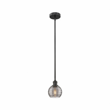 Athens Deco Swirl 1 Light Stem Mini Pendant 7.63 X 5.88 by Innovations - 616-1S-BK-G1213-6SM