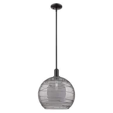 Athens Deco Swirl 1 Light Stem Hung Mini Pendant 15.75X13.75 by Innovations - 716-1S-OB-G1213-14SM