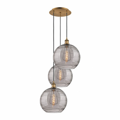 Athens Deco Swirl 3 Light Cord Hung Multi Pendant 40.88X18.5 by Innovations - 113B-3P-BB-G1213-12SM