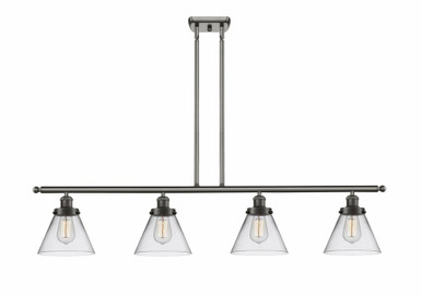 Cone 4 Light Stem Hung Island 10 Inch Tall and 48 Inch Wide by Innovations - 916-4I-OB-G42