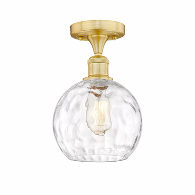 Athens Water Glass 1 Light Semi Flush Mount 12 X 8 Inch Wide by Innovations - 616-1F-SG-G1215-8